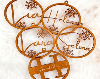 Christmas tree ball personalized | Tree decorations | Christmas tree pendant | Christmas tree | Gift Tag | Wooden ornament snowflake