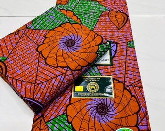 6 yards African fabric, wax print cut to length, vlisco Holland,  hollantex
