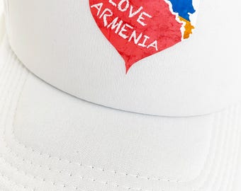 I love Armenia Map, Flag and Heart Cap Hat for Adults and Kids unisex