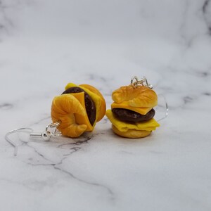 Breakfast Croissant Sandwich Earrings- Sausage Egg Cheese, Clay Food, Realistic Food Miniature Jewelry, Fake Food, worker Gift, Food Lover