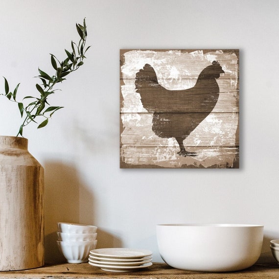 Canvas or Poster CHICKEN Stamp Sepia Shabby Chic - Etsy