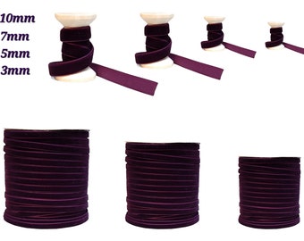 Ruban velours Ruban velours luxe 1 mètre 3 mm 5 mm 7 mm 10 mm 13 mm 16 mm 20 mm - Aubergine