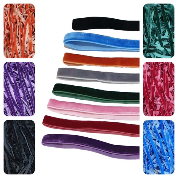 7MM Elastic Velvet Ribbon Premium Quality Choice of Widths and Lengths 28 Beautiful Colours