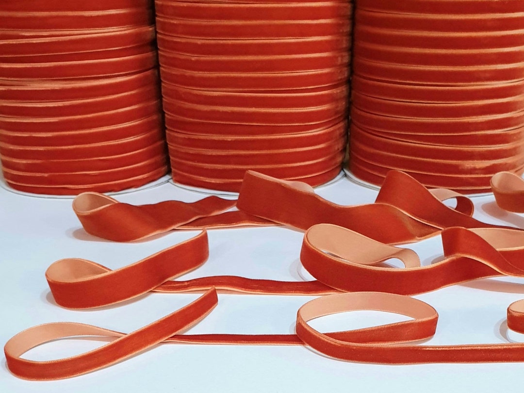Rust Colour Luxury Velvet Ribbon Choice of 3mm 5mm 7mm 10mm 13mm 16mm ...