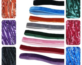 Cinta elástica de terciopelo elástica de primera calidad, 7 mm, elección de colores por 1 metro