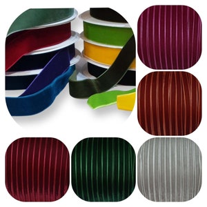 1 Metre Luxury Velvet Ribbon - 70 Colours - Choice of Widths