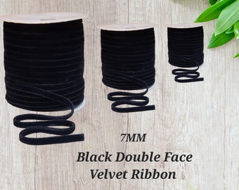 Fita de veludo preta luxuosa dupla face 7mm 1/4"
