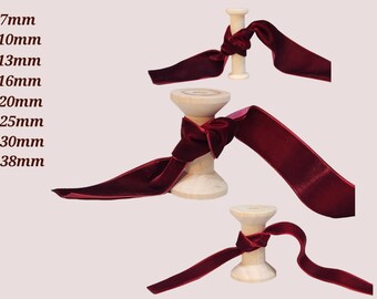 Burgundy Red Luxury Velvet Ribbon Choice of 7mm 10mm 13mm 16mm 20mm 25mm 30mm 38mm