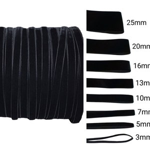 Black Luxury Velvet Ribbon 3mm 5mm 7mm 10mm 13mm 16mm 20mm 25mm 38mm 50mm