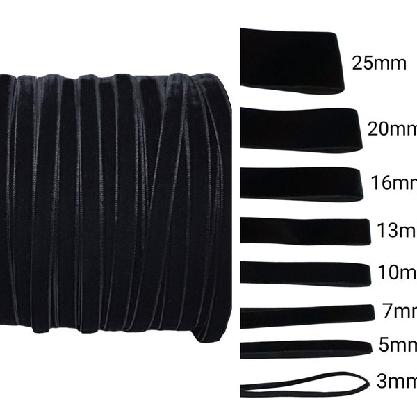 Black Luxury Velvet Ribbon 3mm 5mm 7mm 10mm 13mm 16mm 20mm 25mm 38mm 50mm