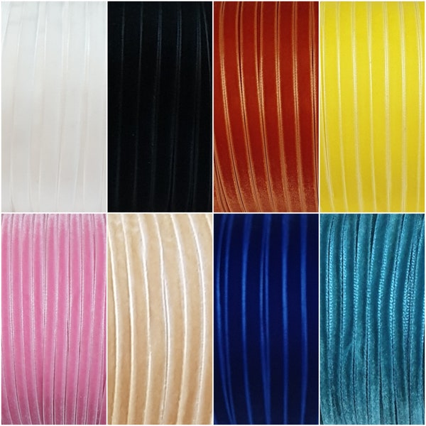 5mm (3/16 Inch) Luxury Velvet Ribbon - 1 Metre -  Over 40 Colour Choices