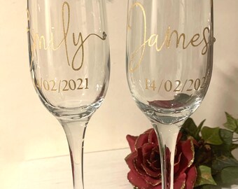 Personalised Champagne Glasses from the Sparkle Collection!