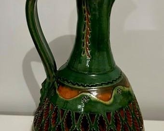 Jarra de cerámica verde española firmada - Melchor Tito Ubeda
