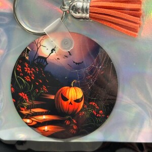 2" Halloween Jack-O-Lantern Keychain with Tassel