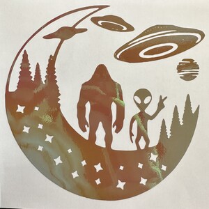 Holographic Copper/Gold Bigfoot/Alien Car Decal Permanent Vinyl