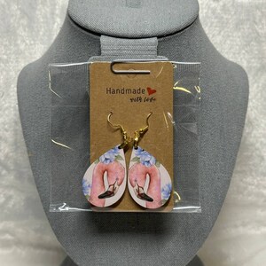 Tear Drop Pink Flamingo Dangle Earrings