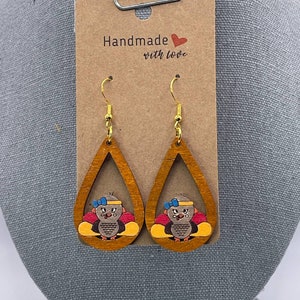 Laser Cut Handmade Thanksgiving Turkey Dangle Earrings