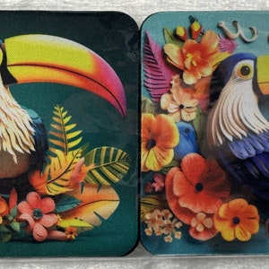 3D Toucan 4&quot; Square Neoprene Drink Coasters (Set of 4)