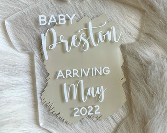 Christmas Acrylic Ornament | Baby Arriving | Pregnancy Announcement