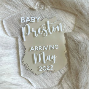 Christmas Acrylic Ornament | Baby Arriving | Pregnancy Announcement