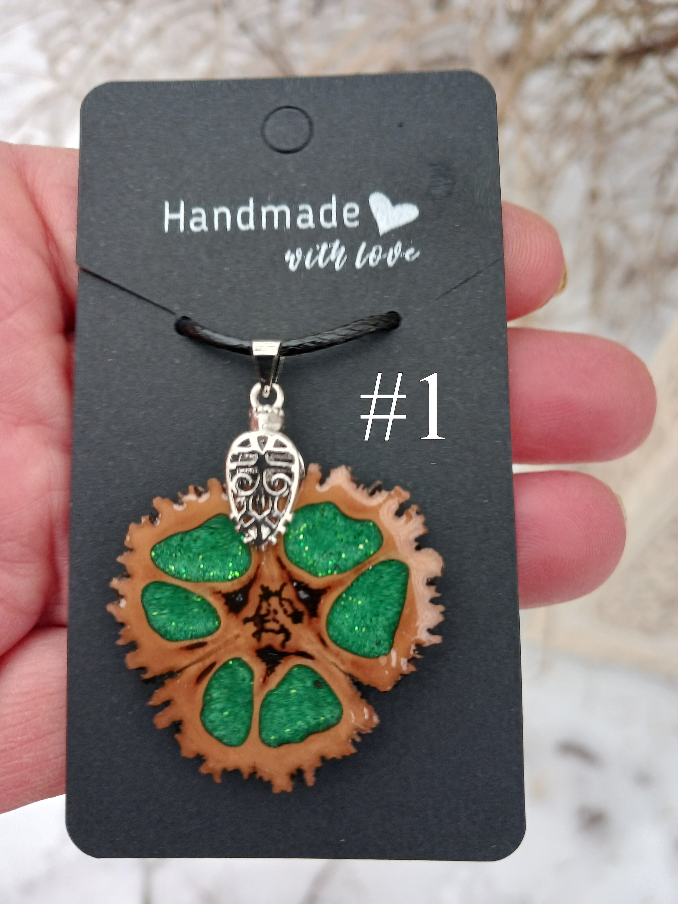 Black Walnut Shell Wood and Resin Shamrock Pendants - Etsy