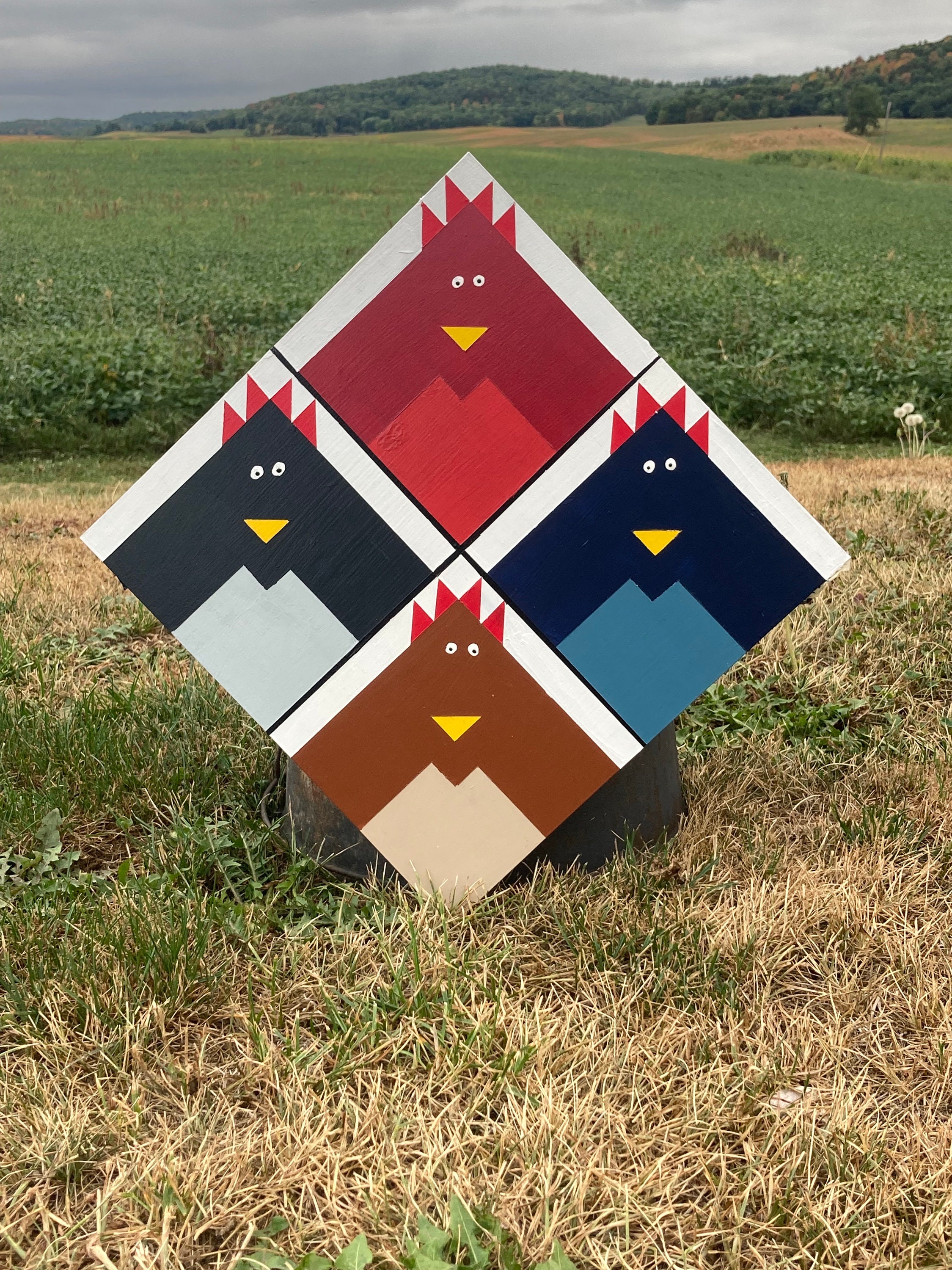 Barn Quilt Handmade Chicken Barn Quilt Wall Decor Home Etsy