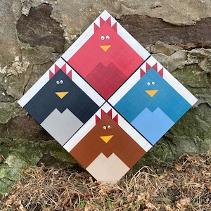Handmade Chicken Barn Quilt: Farmhouse Wall Decor