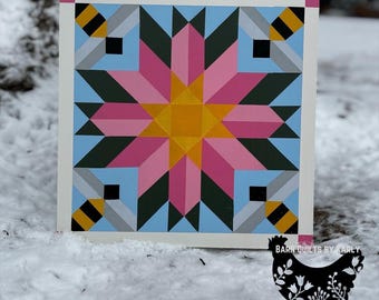 Daisy and Bee Barn Quilt: Outdoor Wall Art, Spring Decor