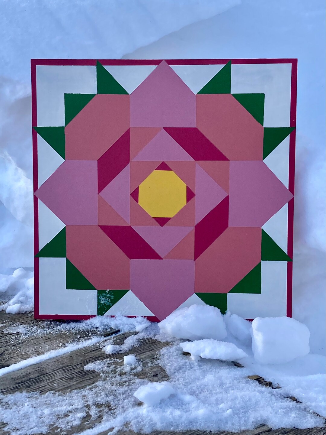 Barn Quilt Rose Barn Quilt Wall Decor Handmade Barn Etsy