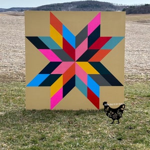 Star Barn Quilt: Colorful Painted Wall Art, Outdoor Decor