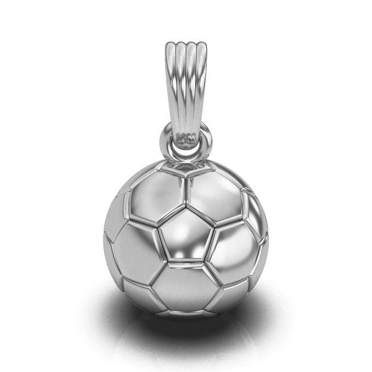 10k White Gold Football Player Pendant - Finely Detailed Sports Charm Necklace For Men & Women - View #2