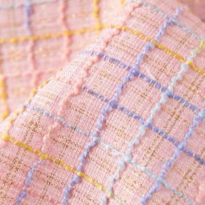Lyxig rosa macaron, pastell tweed, ull-polyestertyg DIY, kappa, kavaj, kostym, halv meter