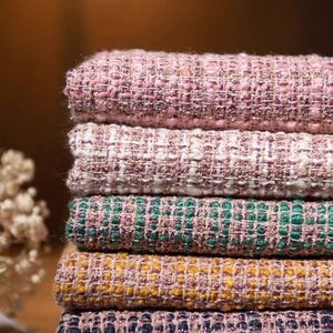 Luxury pink tweed,wool polyester fabric DIY, coat jacket suit making by half meter
