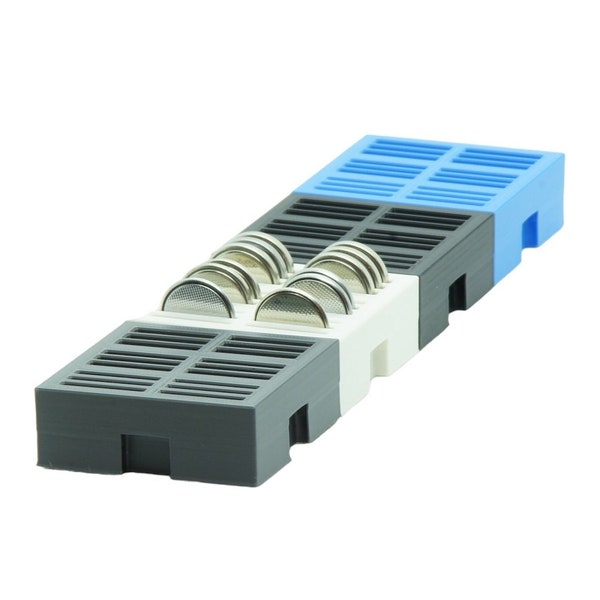 Button cell storage - drawer organizer - can be combined with other container types and sizes - can be plugged in individually