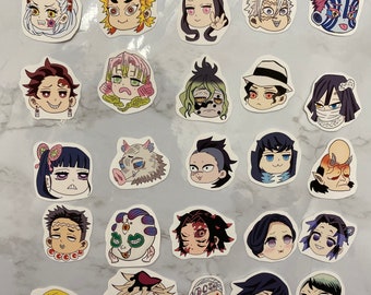 Demon Anime Mini Chibi Head Sticker Pack | anime sticker | weatherproof matte sticker | laptop journal planner sticker decal