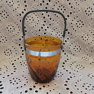 Vintage Amber Ice Bucket with Swing Handle