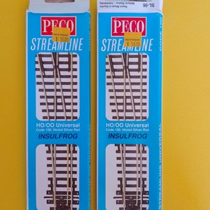 Vintage Peco Streamline SL-96 HO/OO Universal Medium Radius Left Hand Turnouts x 2