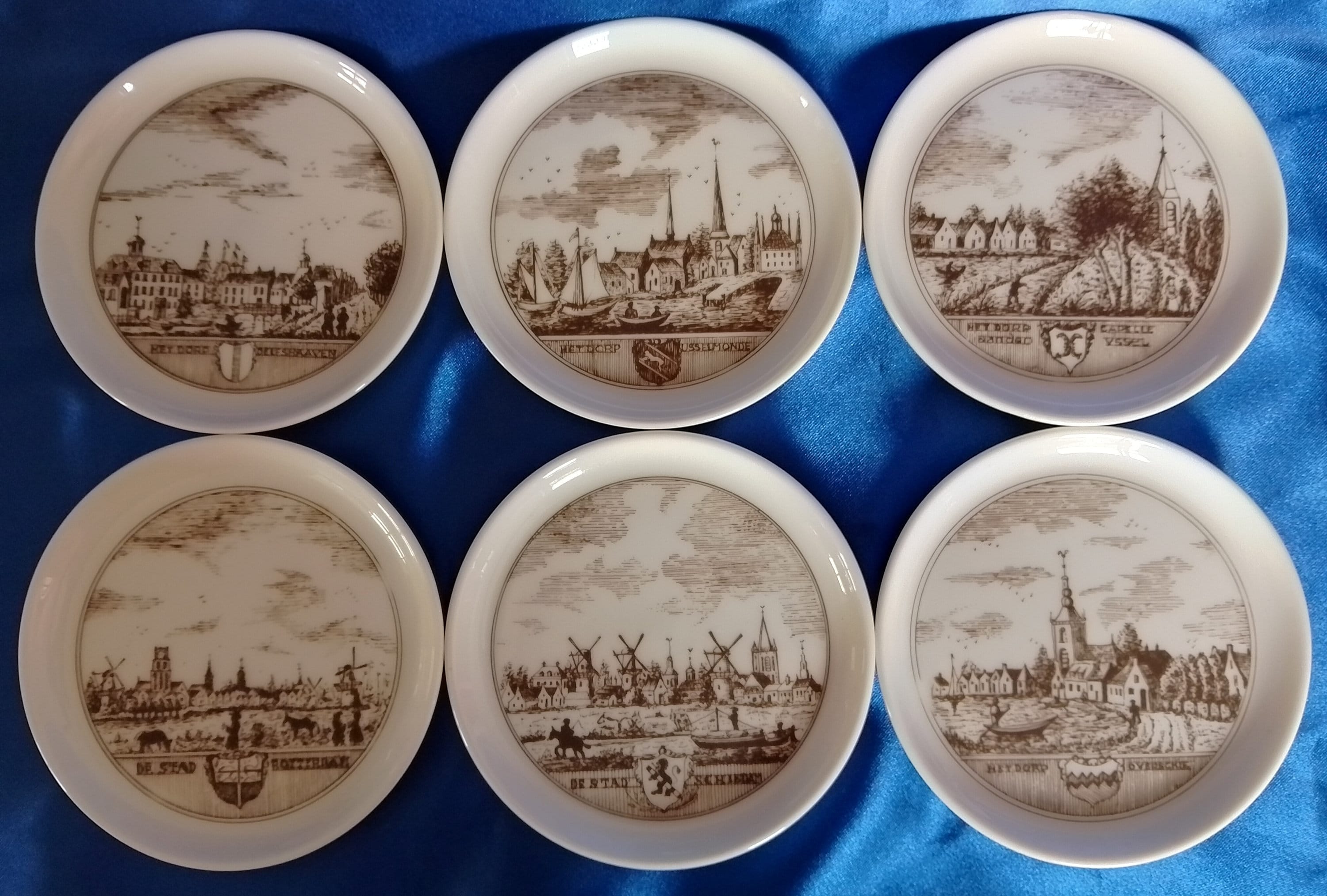 Vintage Set von 6 Fürstenberg Souvenir Porzellan Untersetzer