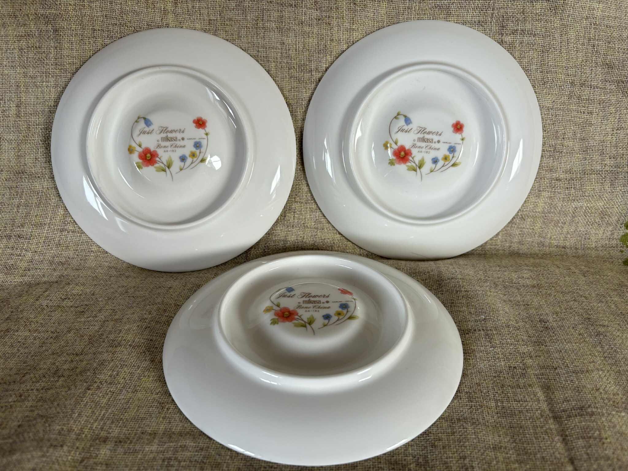 Set of Three Vintage Mikasa Just Flowers A4182 Bone China Cup and