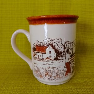 Vintage 70er Jahre Biltons Pferde und Heuwagen Kaffee Tasse