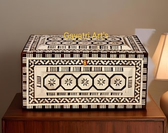 Bone inlay handmade jewelry storage box | Vintage style Home decor