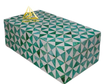 Home decor green bone inlay geometric design box: Hand made storage