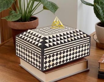 Hand made black and white bone inlay jwelery box / jodhpur handicrafts / inlay handmade storage