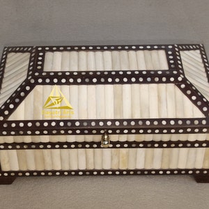 Home Dekorative Knochen Carvine Design Box | Knochen Inlay Vintage Aufbewahrungsbox | Knochen Inlay Handgeschnitzte Box | Schmuckkästchen | Handgefertigte Knochen Inlay Box