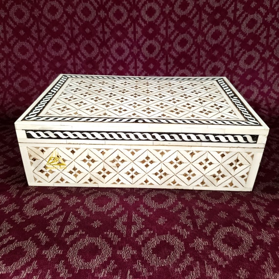 Teakwood Jewellery Box With Bone Inlay Teakwood Jewellery Box With Bone Inlay