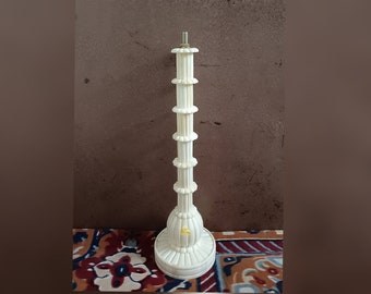 Hand Carved Bone Inlay Lamp Base Only