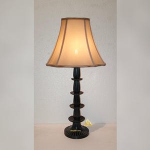 Home decor black lamp base | Rasin inlay carving design lamp | hand carved table lamp base | living room decor night lamp | night light