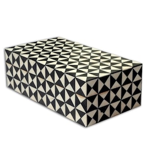 Wohnkultur Knochen Inlay schwarz und weiß geometrisches Design Aufbewahrungs- oder Schmuckschatulle | kepsec Box für Weihnachtsgeschenk