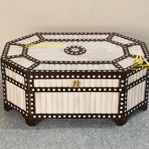 Home decor bone inlay carving design box | octangle bone inlay box | bone inlay jewelery box | antique look bone inlay box | gift item