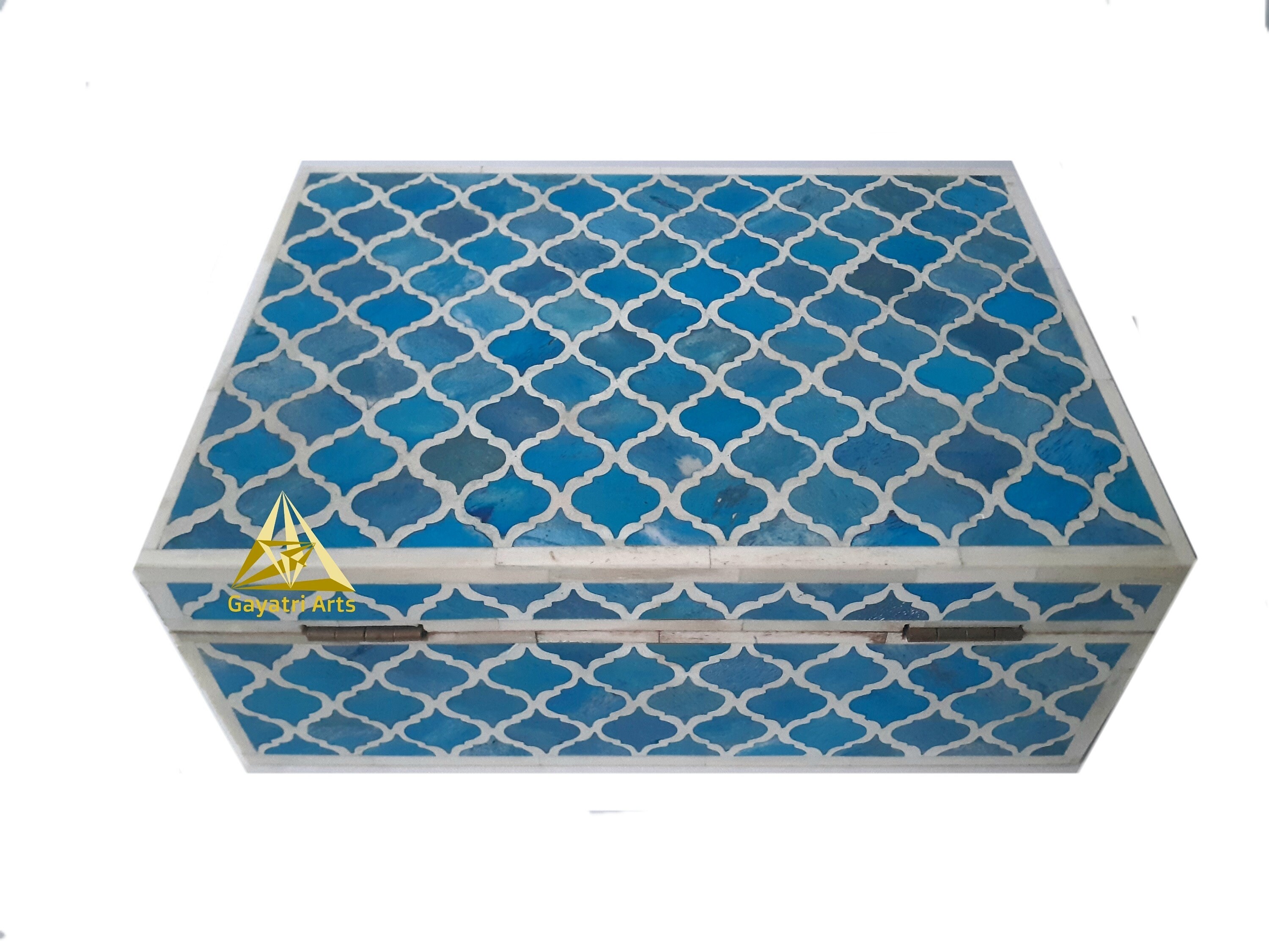 Large Bone Inlay Storage Box Home Decorative Bone Inlay Storage Box | Hand Carved | Blue Color - Etsy